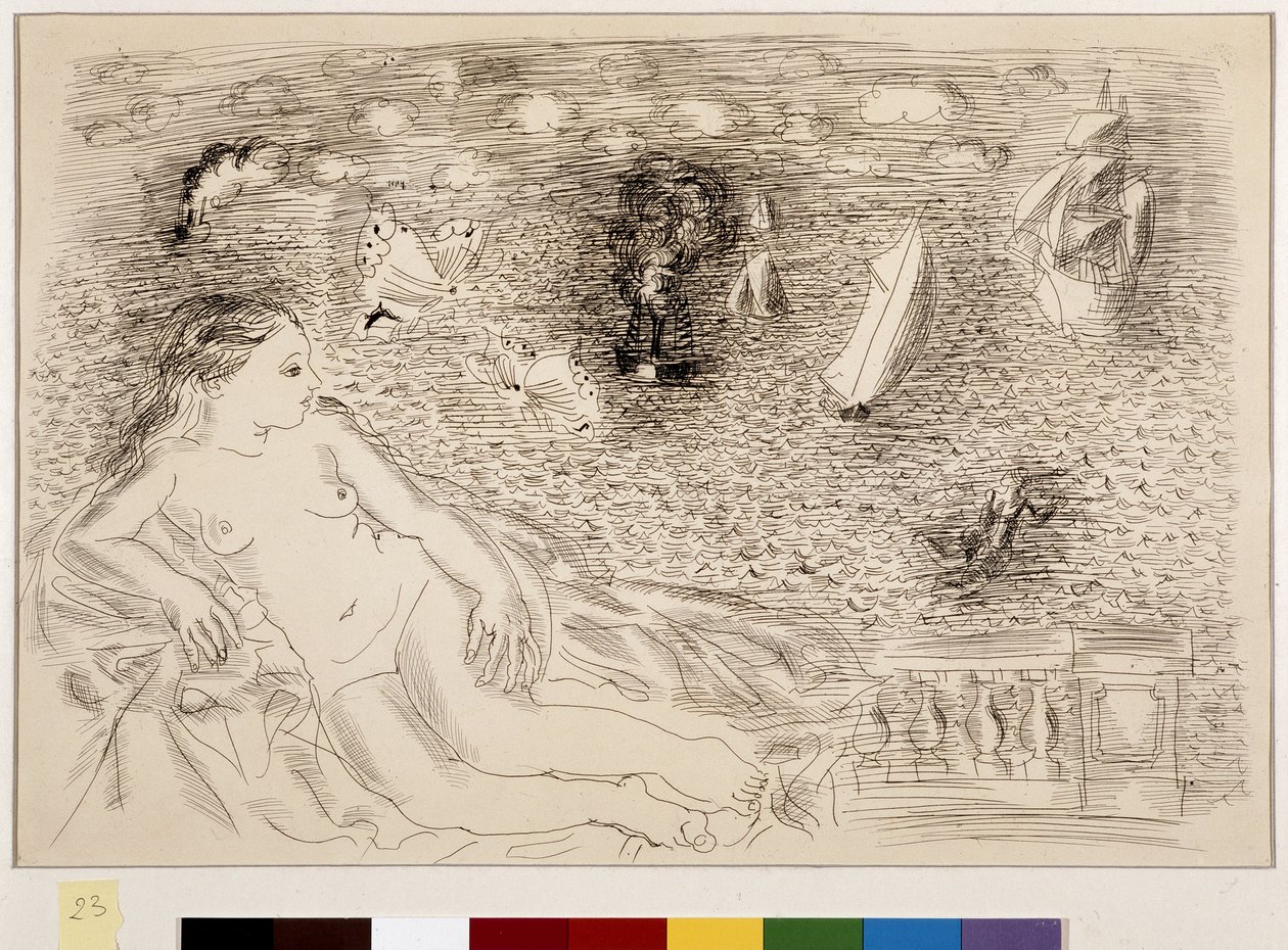 Nackte Frau vor dem Meer von Raoul Dufy