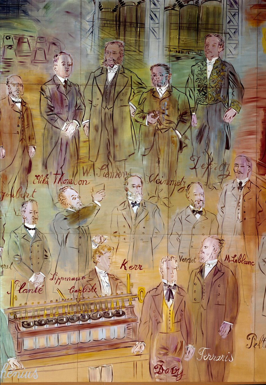 La Fée Électricité, Detail: Porträts verschiedener Intellektueller und Wissenschaftler von Raoul Dufy