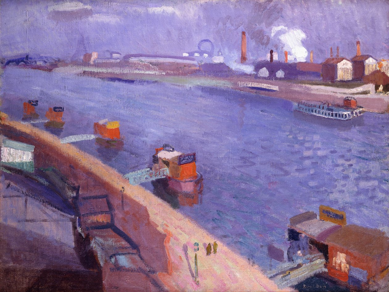 Ufer der Seine; Eiffelturm in der Ferne von Raoul Dufy