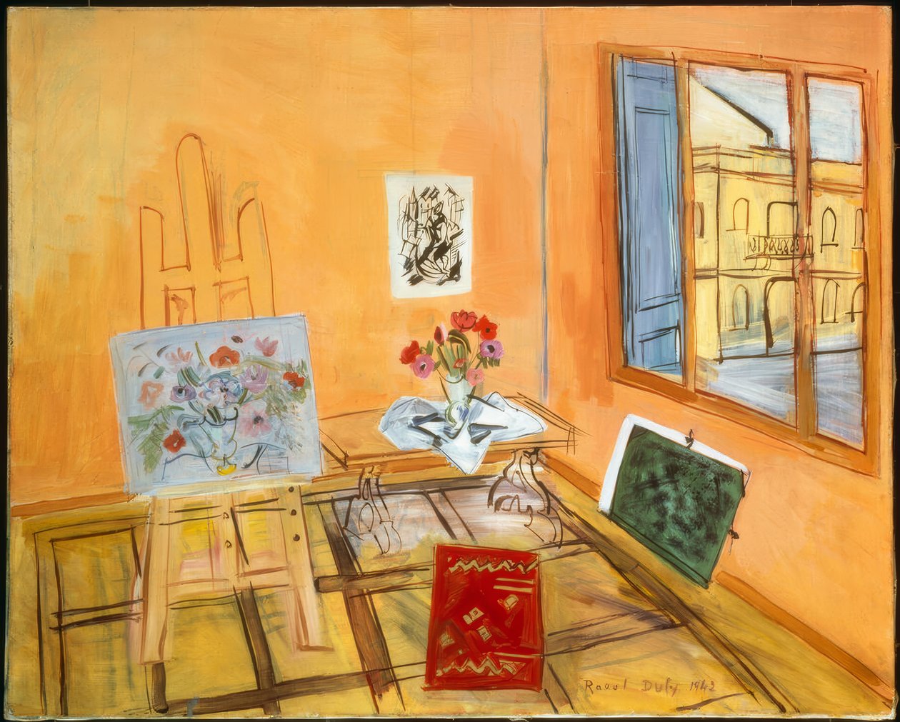 Atelier mit Blumenstrauß von Raoul Dufy