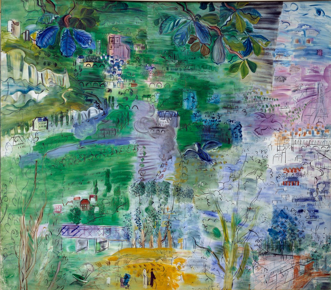 Der Verlauf der Seine von Paris bis zur Mündung (rechter Teil) von Raoul Dufy