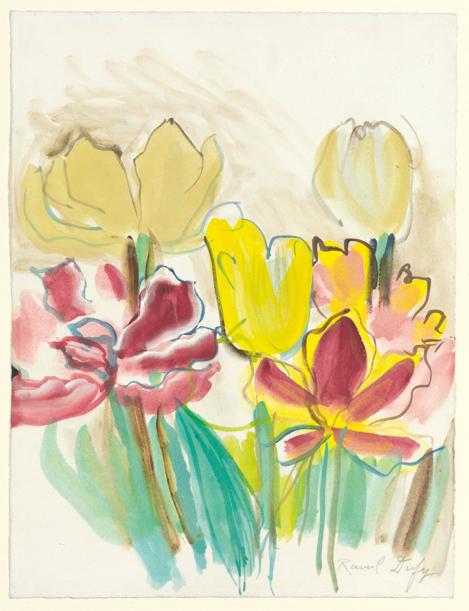 Tulpen für das Herbarium von Colette, ca. 1948 von Raoul Dufy