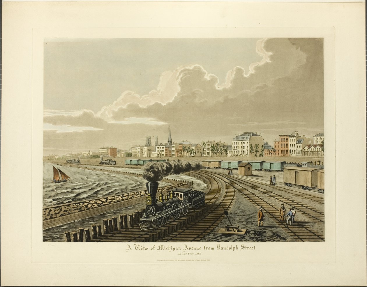 Ein Blick auf die Michigan Avenue von der Randolph Street im Jahr 1865 von Raoul Varin