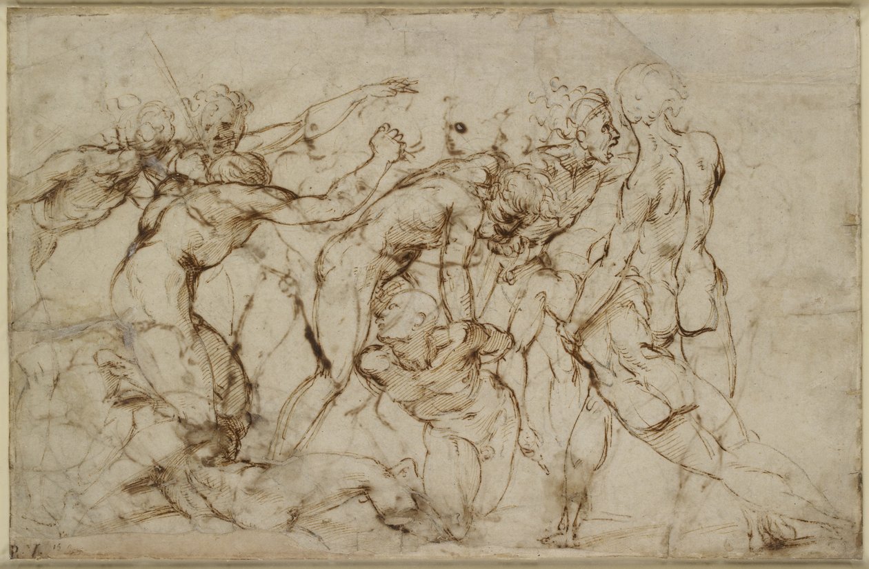 Eine Schlacht nackter Krieger mit Gefangenen, WA1846.179 von Raffaello Sanzio Raphael