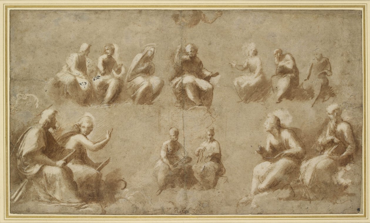 Christus und die Heiligen in Herrlichkeit (Studie für die Disputa) von Raffaello Sanzio Raphael