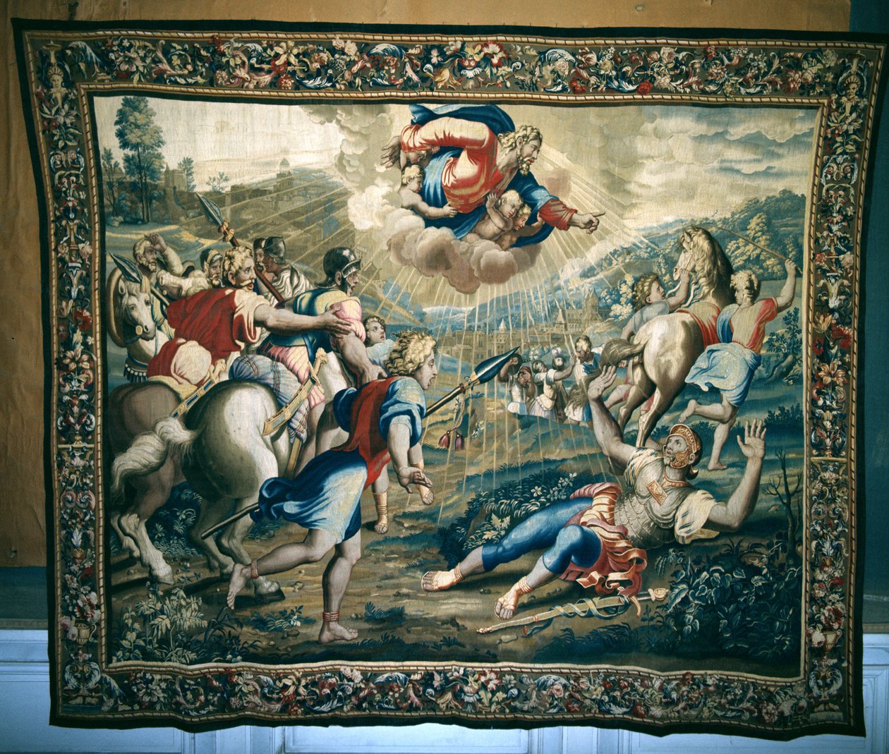 Die Bekehrung des heiligen Paulus, aus einer Serie, die die Apostelgeschichte darstellt, gewebt in der Beauvais-Werkstatt unter der Leitung von Philippe Behagle (1641-1705) 1695-98 von Raffaello Sanzio Raphael
