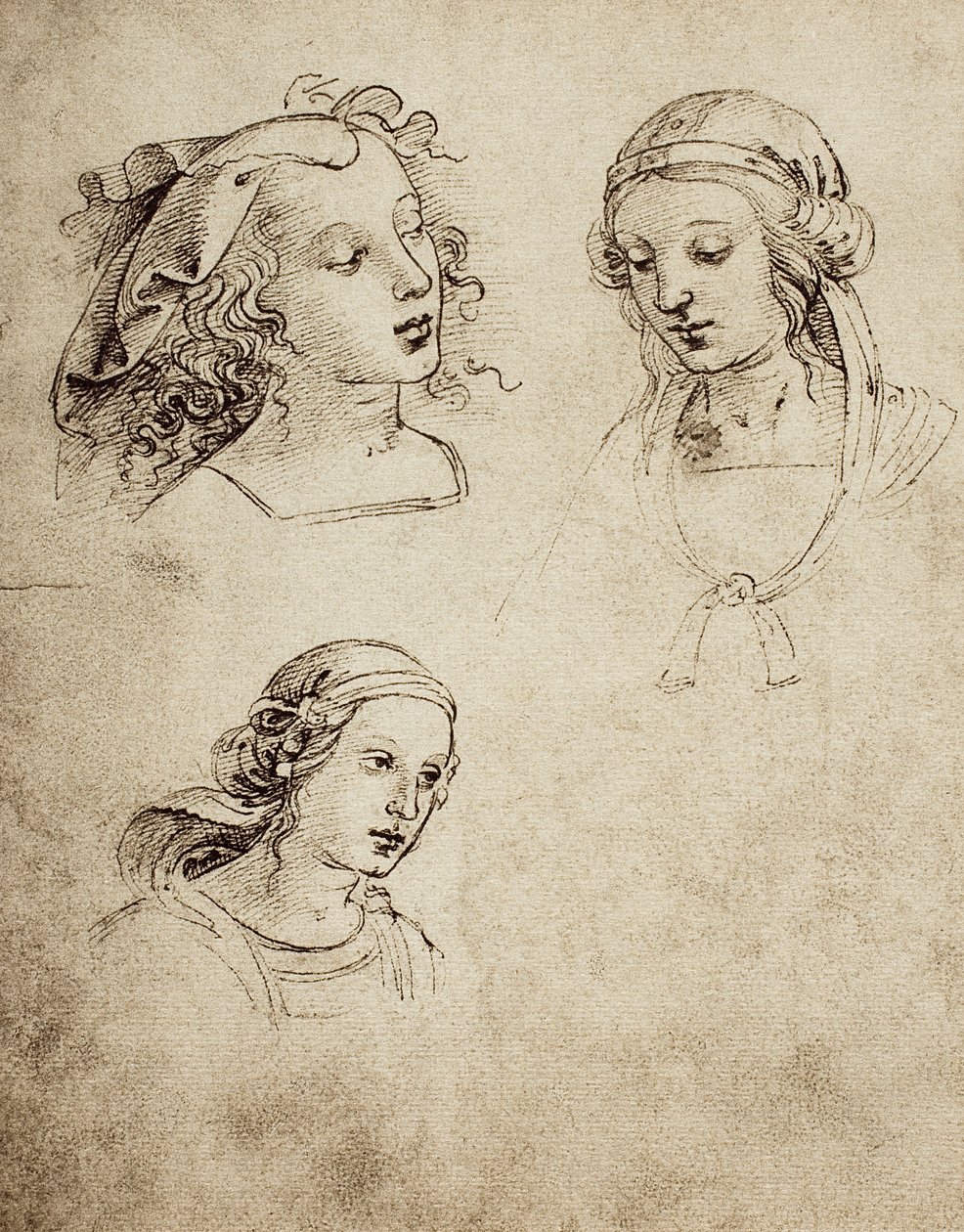 Studie für drei weibliche Köpfe (Gallerie dell