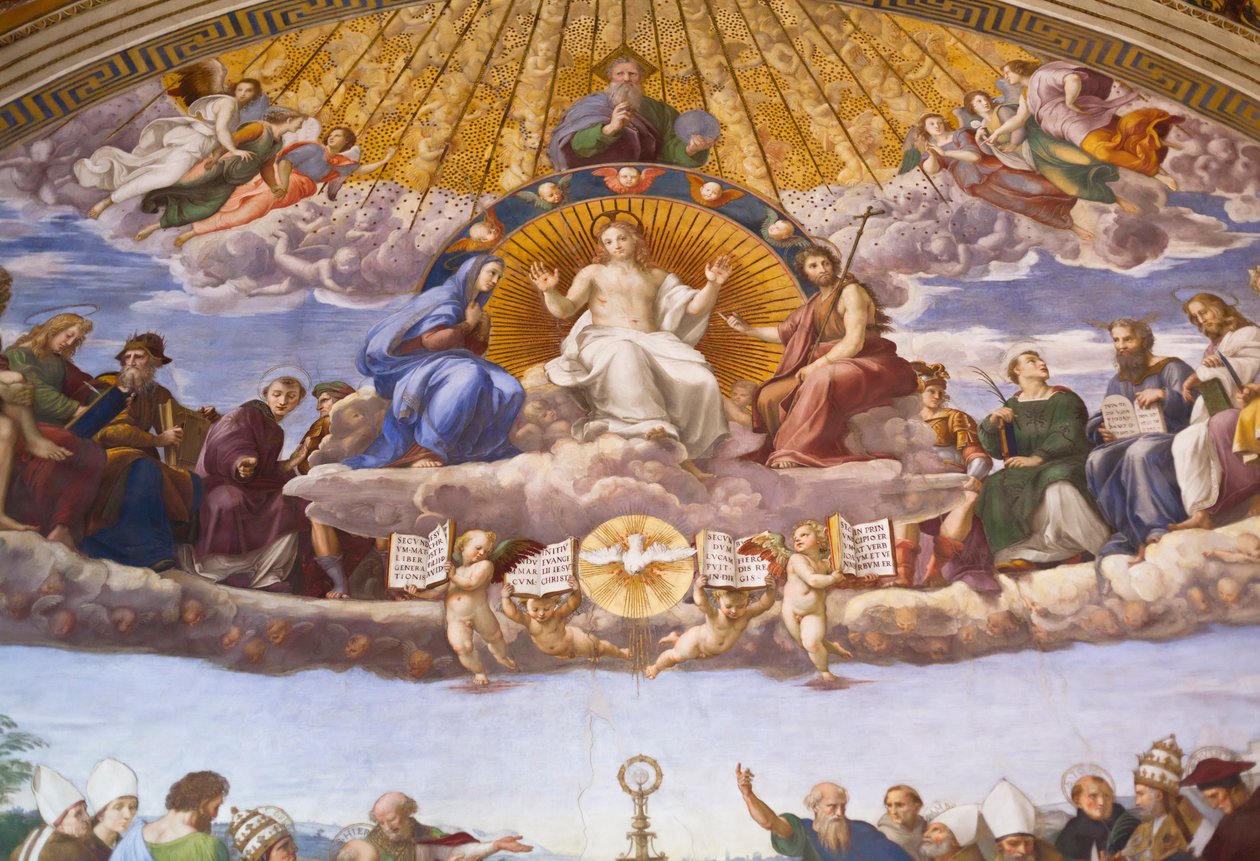 Disputation des Heiligen Sakraments (Fresko) von Raphael (1483 1520)
