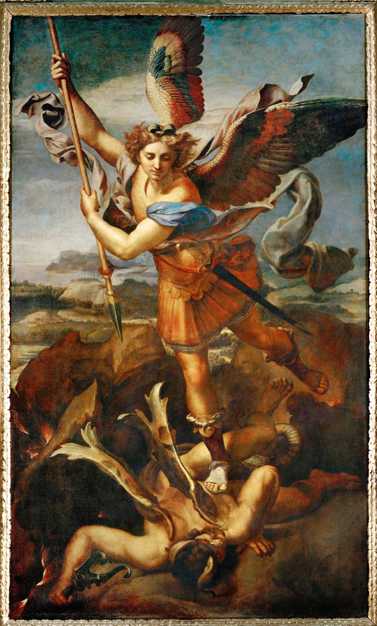 Der Erzengel Michael erschlägt den Dämon von Raphael (1483-1520)