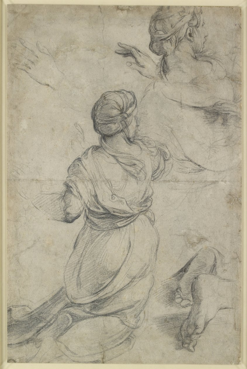 Recto: Studien für zwei kniende Frauen, WA1846.198 von Raphael