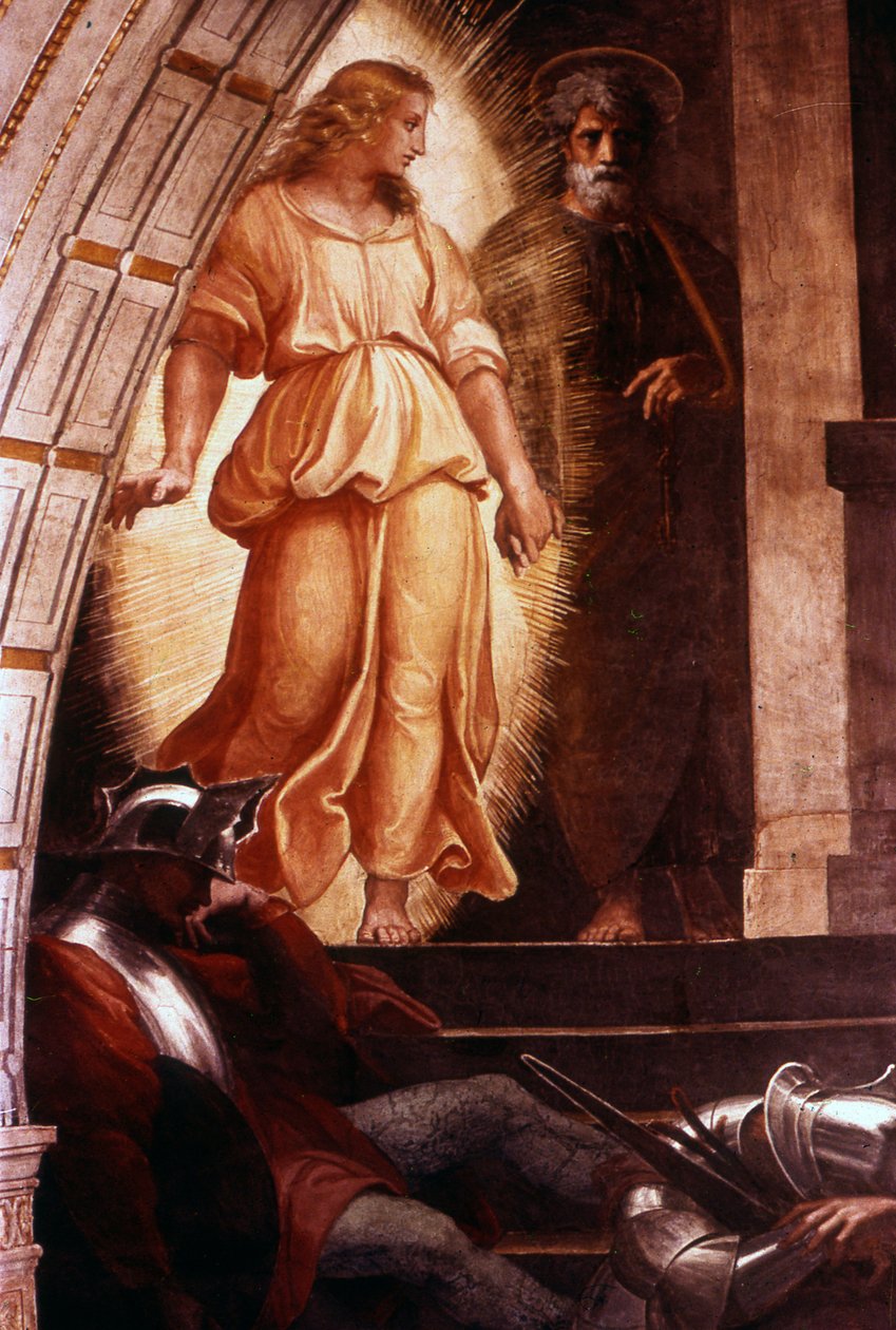 Die Befreiung des Heiligen Petrus (Detail) aus einem Fresko von Raphael von Raphael (1483 1520)