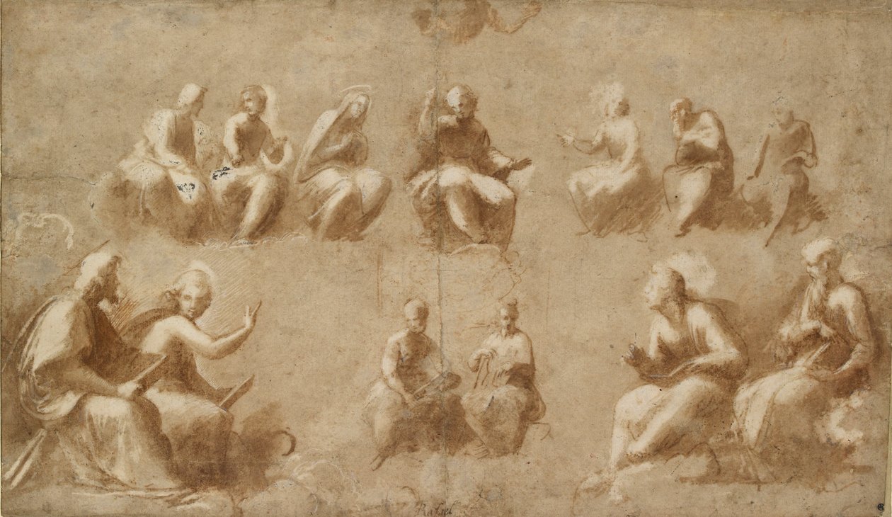 Christus und die Heiligen in Herrlichkeit Studie für die Disputa, frühes 16. Jahrhundert von Raphael
