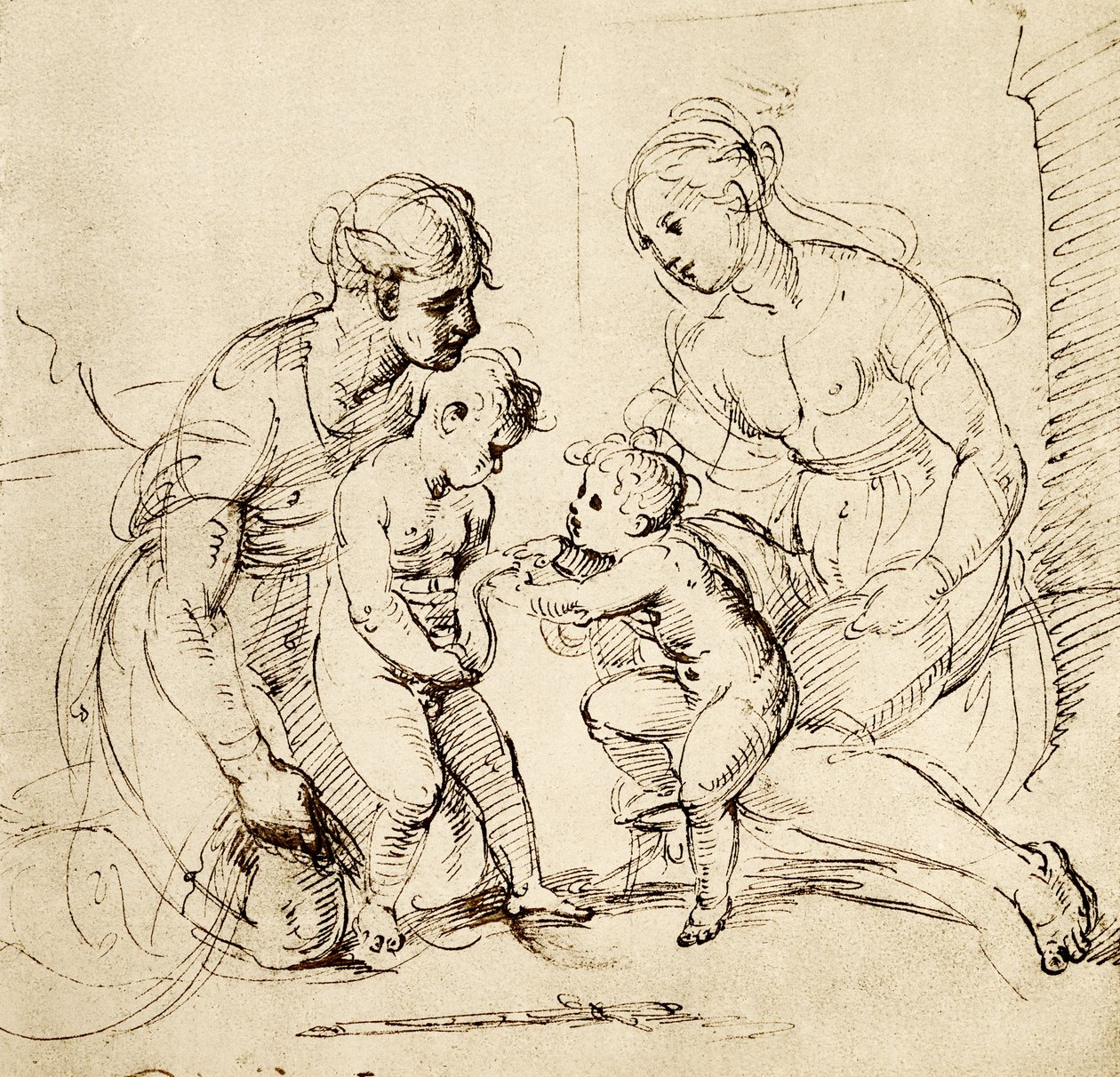 Entwurf für die Heilige Familie aus dem Haus Canigiani in München von Raffaello Sanzio Raphael
