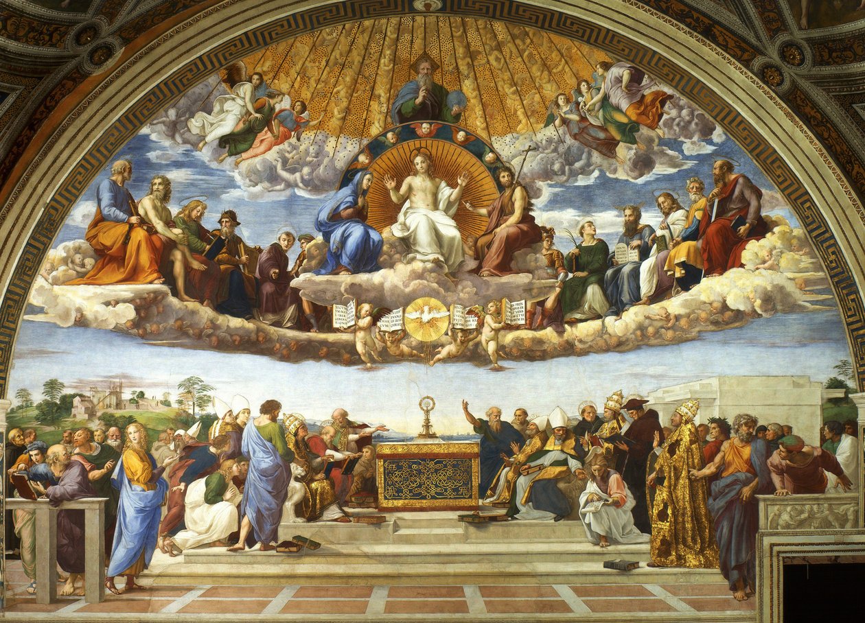 Disputation des Heiligen Sakraments, 1509-1510 von Raffaello Sanzio Raphael