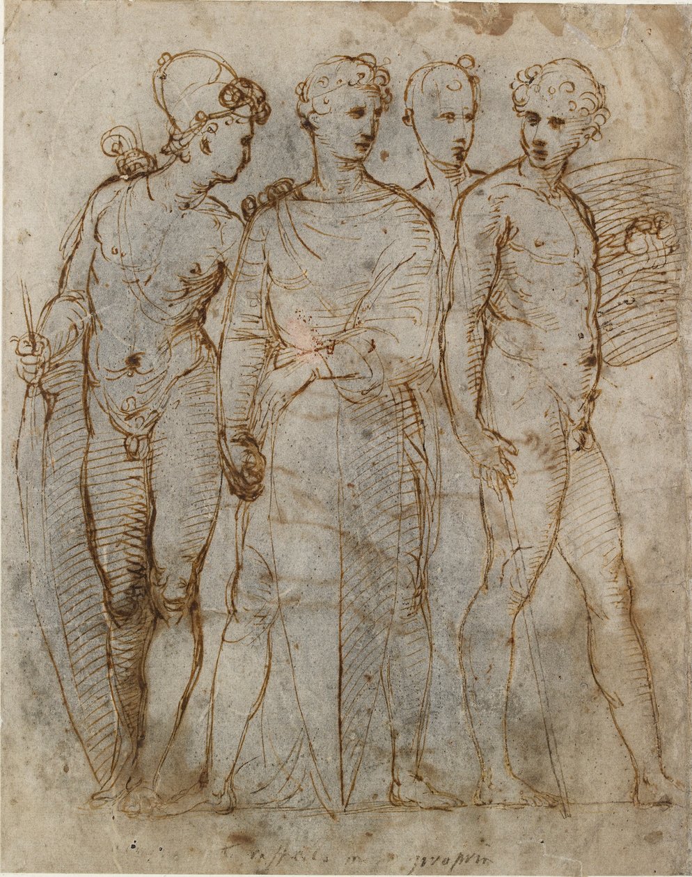 Gruppe von Kriegern Donatellos St. Georg in Orsanmichele im Zentrum, frühes 16. Jahrhundert von Raphael