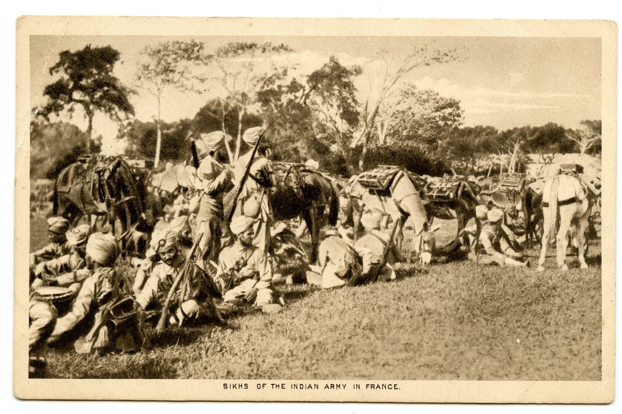 Sikhs der indischen Armee in Frankreich, 1914-15 (Sepia-Foto) von Raphael Tuck and Sons