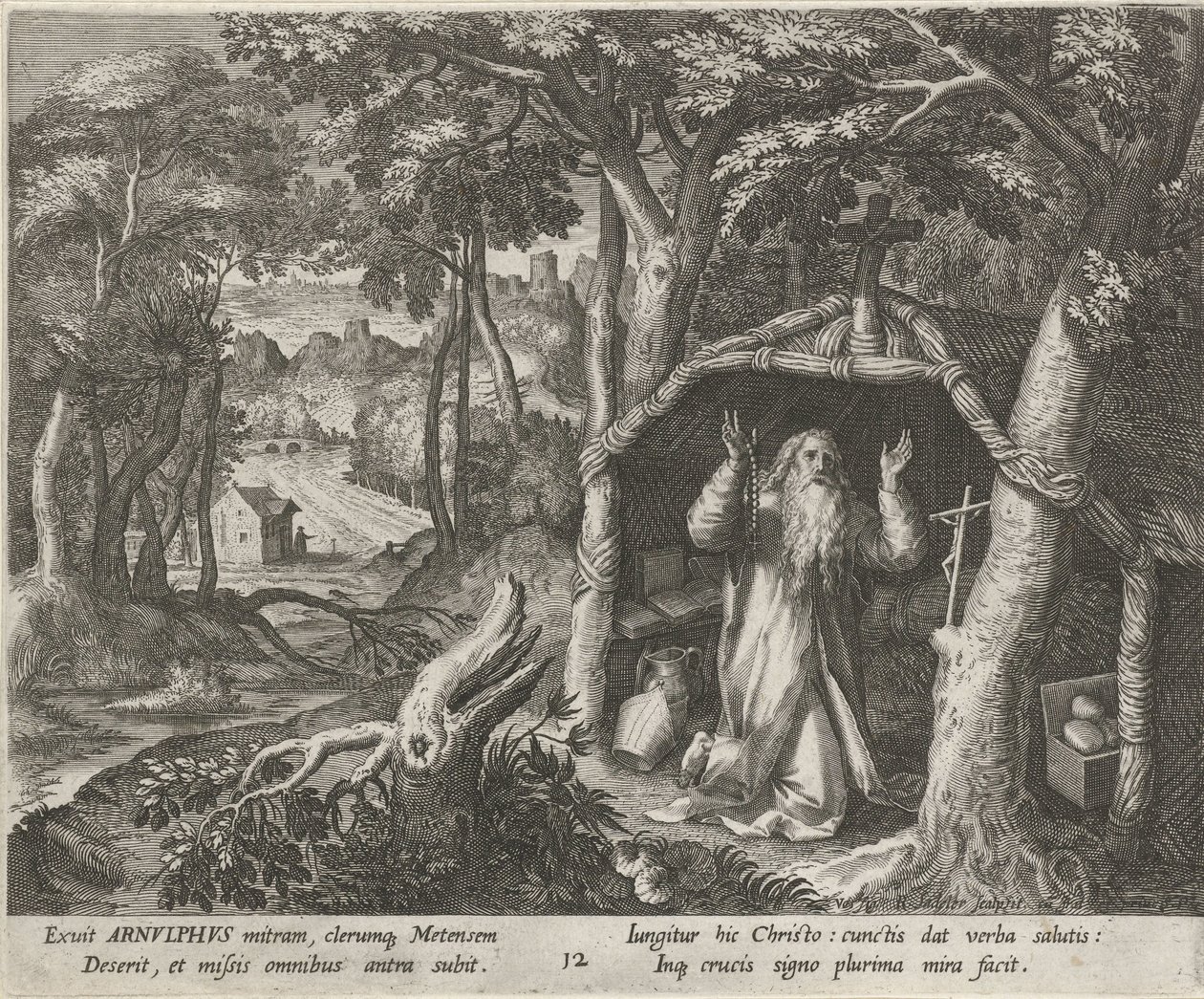 Heiliger Arnold von Metz als Einsiedler von Raphaël Sadeler (I)