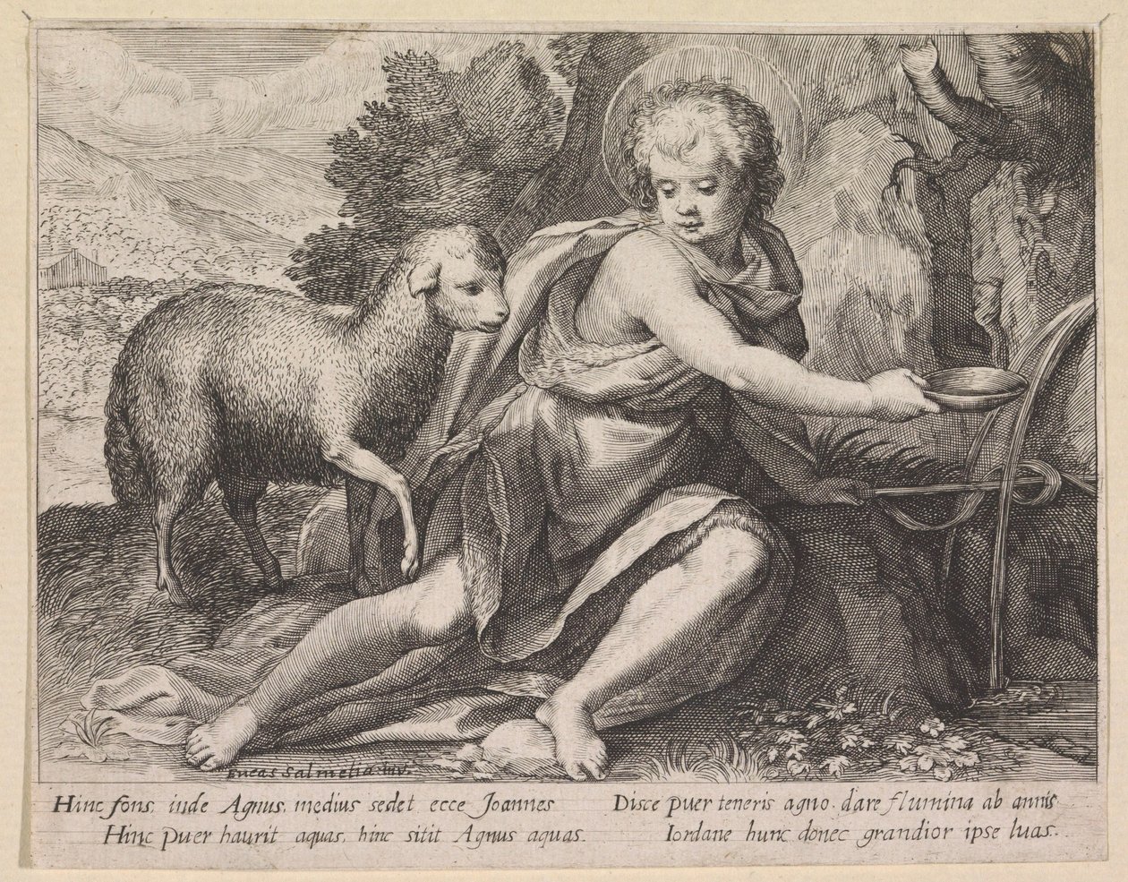 Johannes der Täufer als Jüngling bei einer Quelle von Raphaël Sadeler (I)