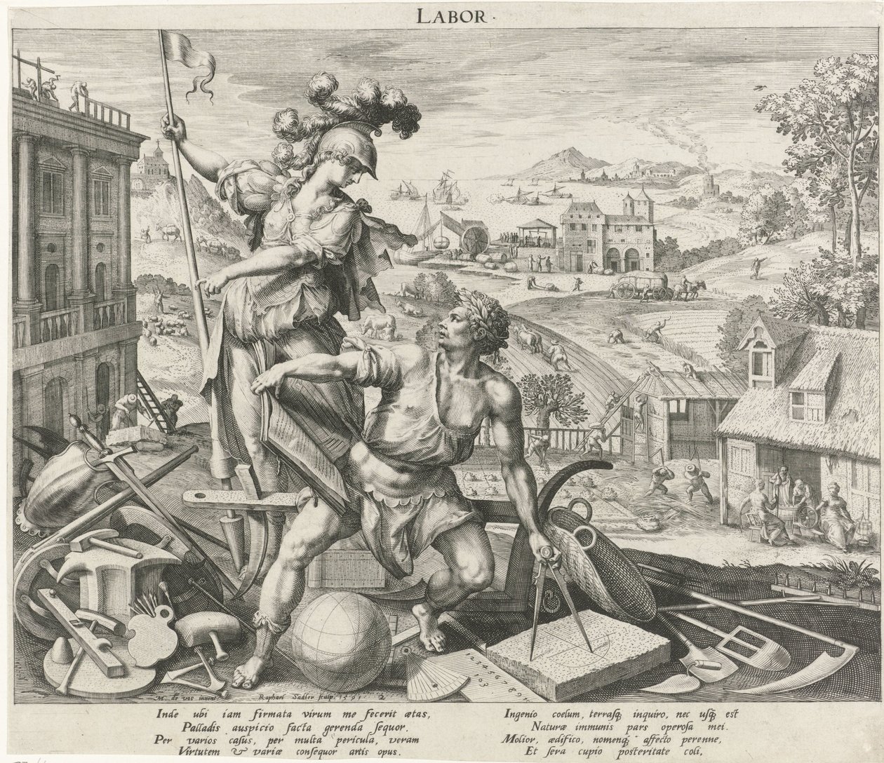 Erwachsensein unter dem Einfluss von Arbeit (Die vier Lebensalter) von Raphaël Sadeler (I)