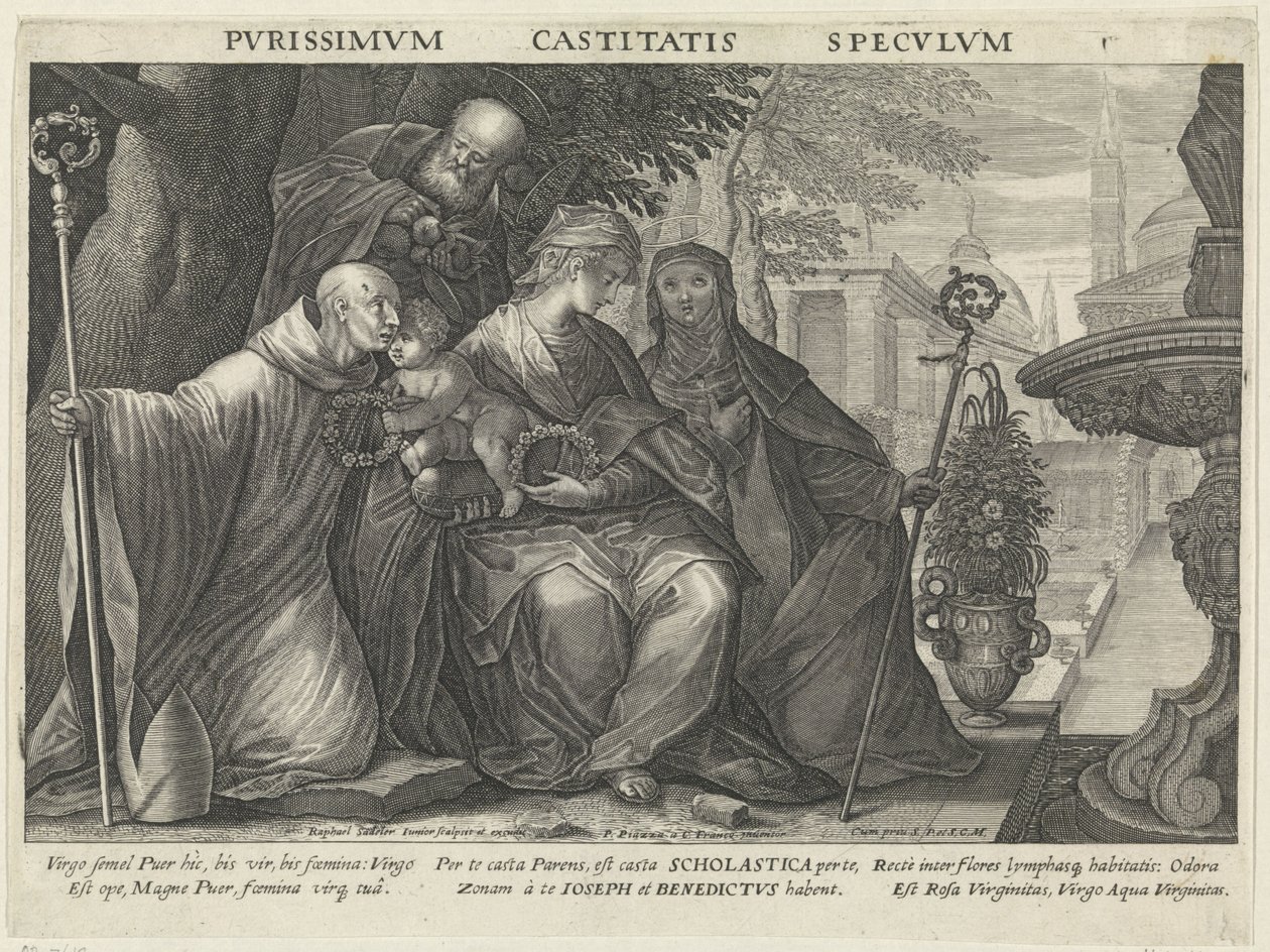 Heilige Familie mit dem Heiligen Benedikt und der Heiligen Scholastika von Raphaël Sadeler (II)