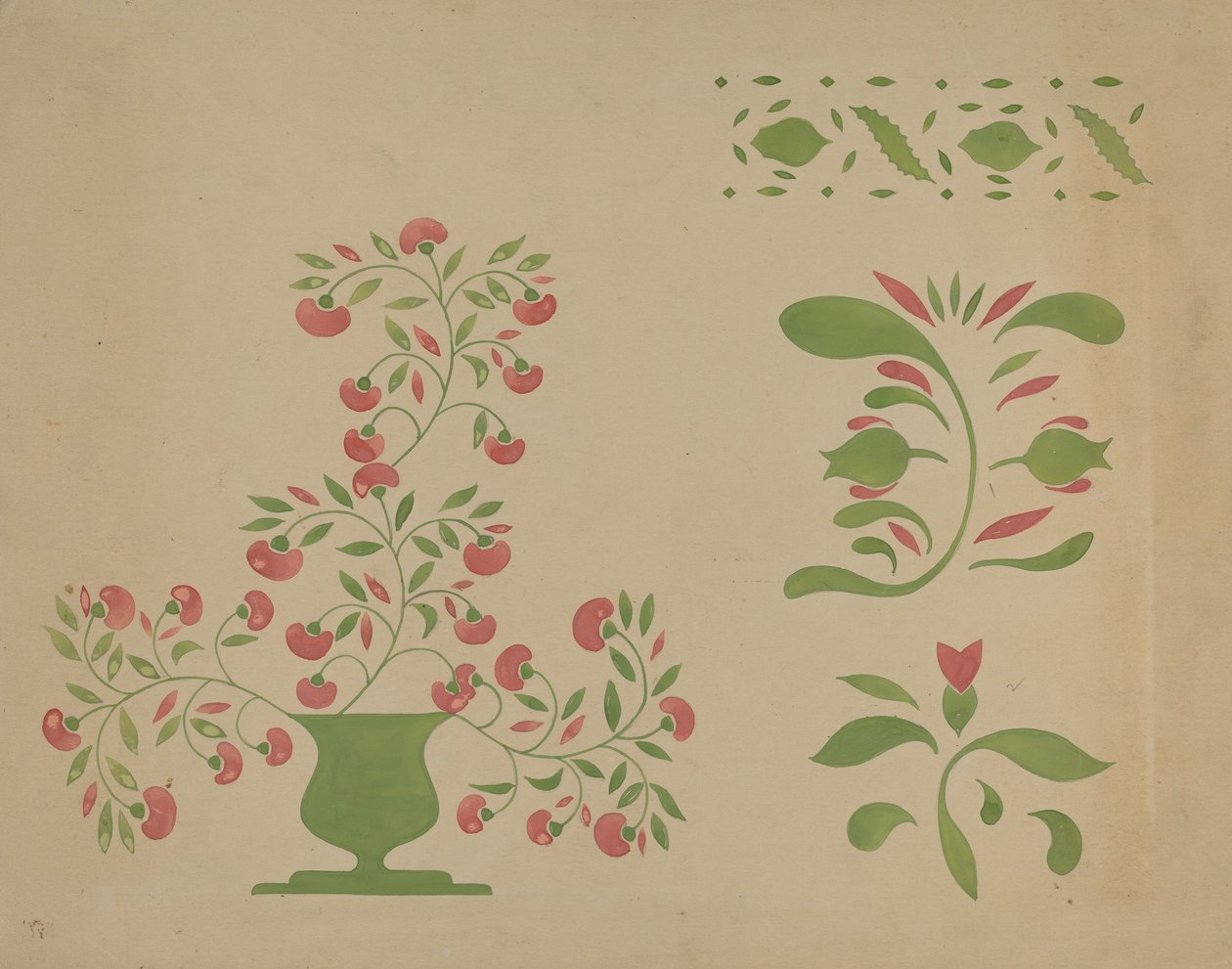 Schablonen-Wanddekoration, ca. 1936 von Ray Holden