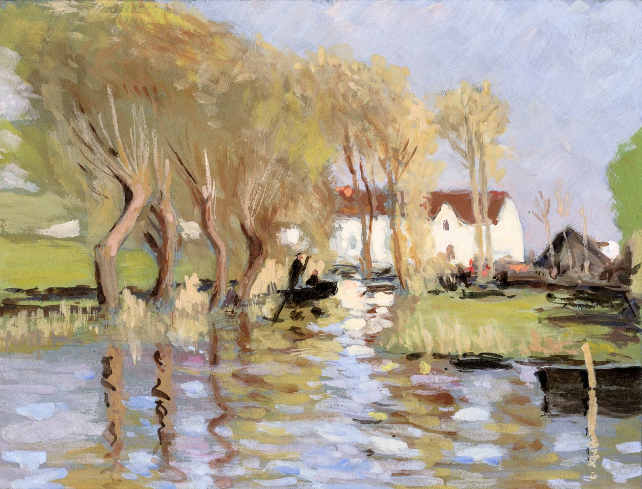 Barke auf einem Kanal, Gironde-Mündung von Raymond Bonnefon