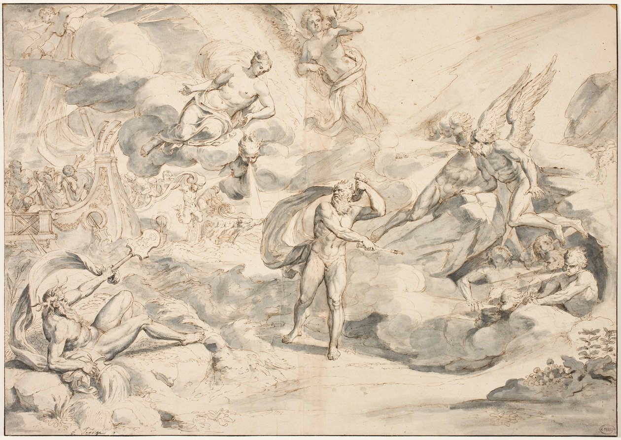 Äolus gehorcht Junos Befehl, einen Sturm zu erzeugen, c.1683-84 von Raymond Lafage