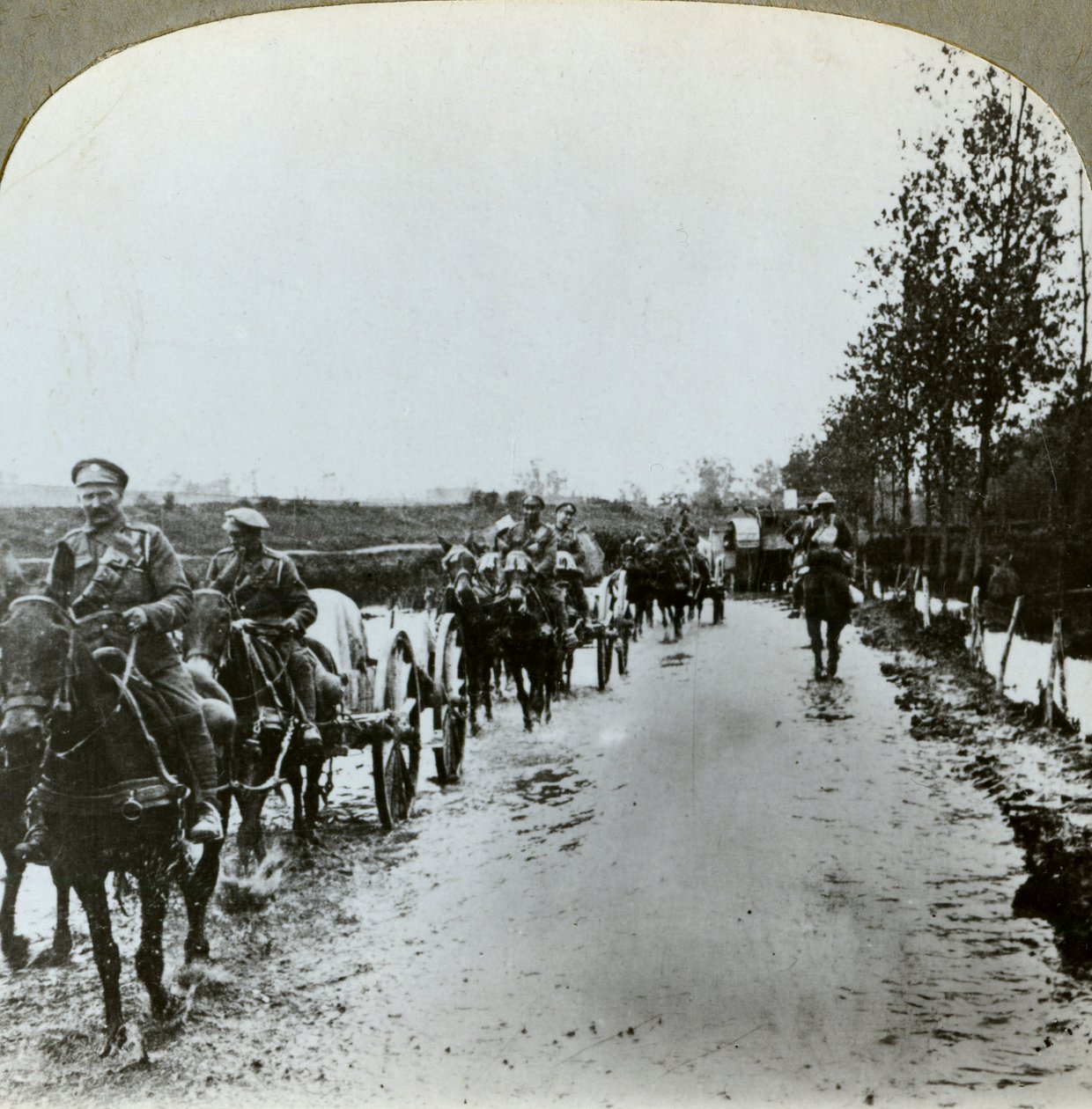 Artillerie bahnt sich ihren Weg durch den Schlamm nach Gommecourt, Frankreich, Erster Weltkrieg, ca. 1914-1918 von Realistic Travels Publishers
