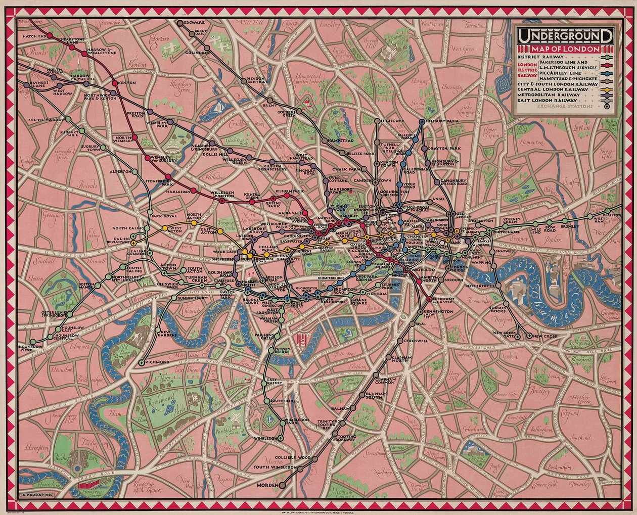U-Bahn-Karte von London von Reginald Percy Gossop