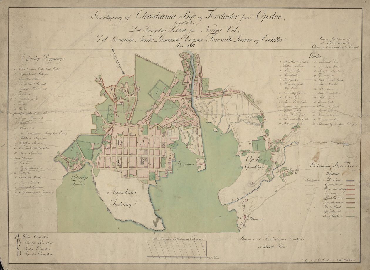 Grundriss von Christiania und Vororten sowie Opsloe von Reichborn