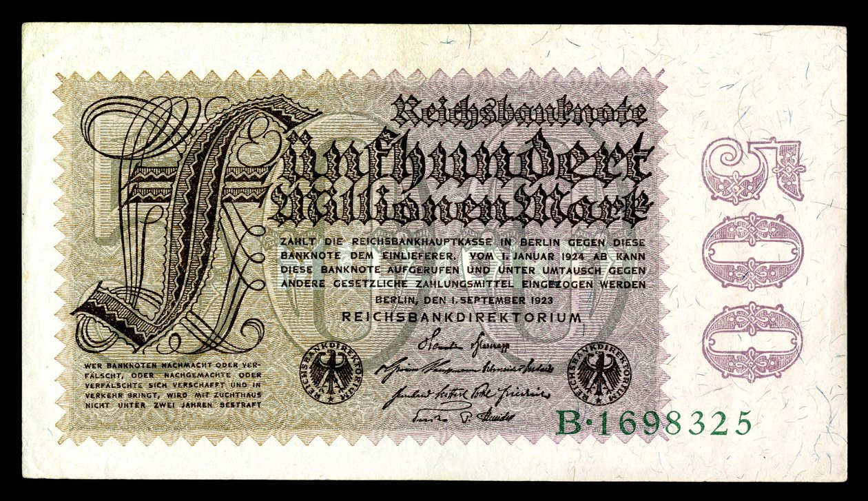 Papiermark der Weimarer Republik, Hyperinflationszeit nach dem Ersten Weltkrieg (1921–24) von Reichsbankdirektorium Berlin