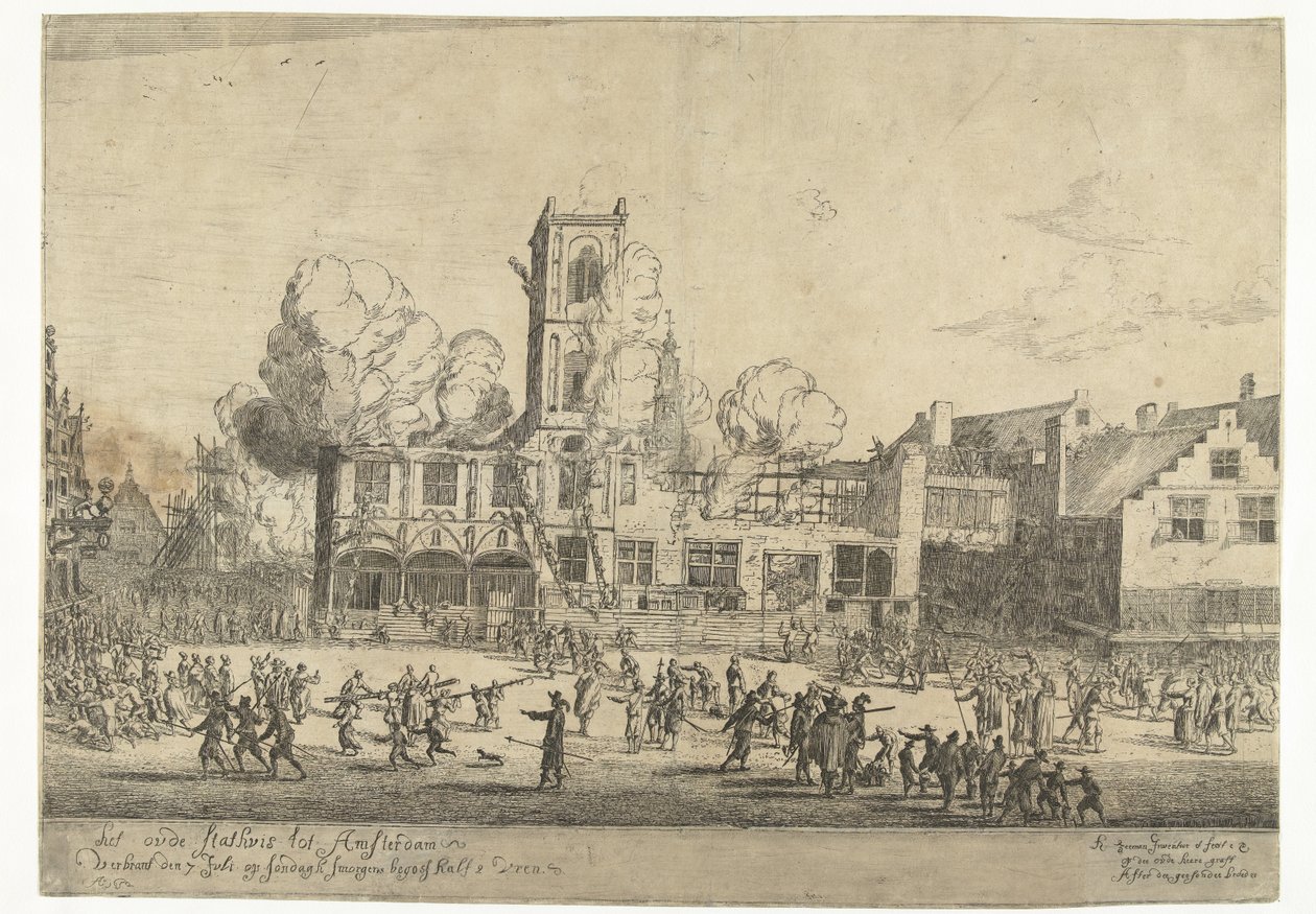 Brand des alten Rathauses in Amsterdam von Reinier Nooms