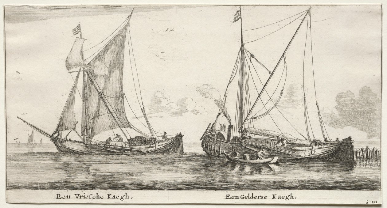 Schiffe von Amsterdam: Ein friesischer Bilander. Ein Gelderscher Bilander von Reinier Nooms