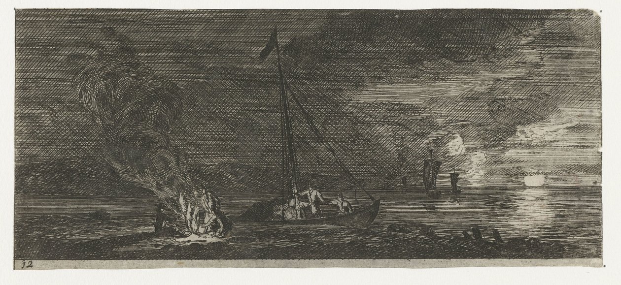Meeresansicht bei Nacht (Verschiedene Einschiffungen und dergleichen) von Reinier Nooms