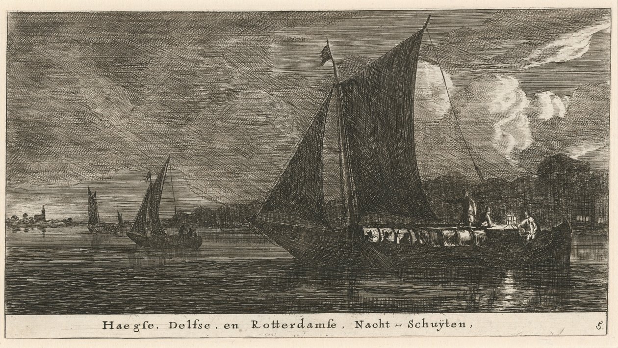 Die Nachtboote nach Den Haag, Delft und Amsterdam von Reinier Nooms, called Zeeman