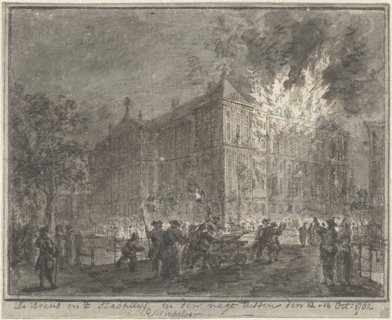 Brand im Rathaus von Amsterdam, 1762 von Reinier Vinkeles (I)