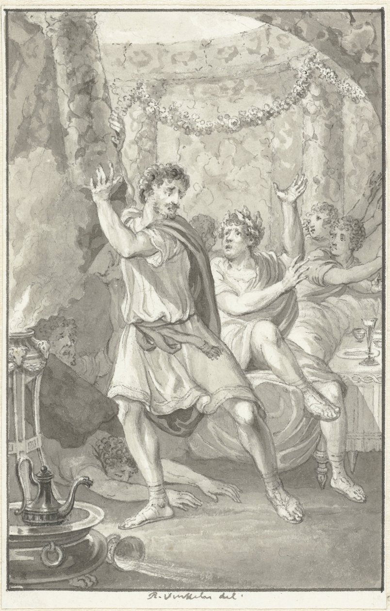 Lucius Aemilius Sejanus rettet das Leben von Tiberius von Reinier Vinkeles (I)