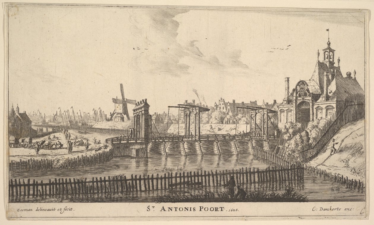 St. Antonis Poort, Amsterdam, Mitte des 17. Jahrhunderts von Reinier Zeeman