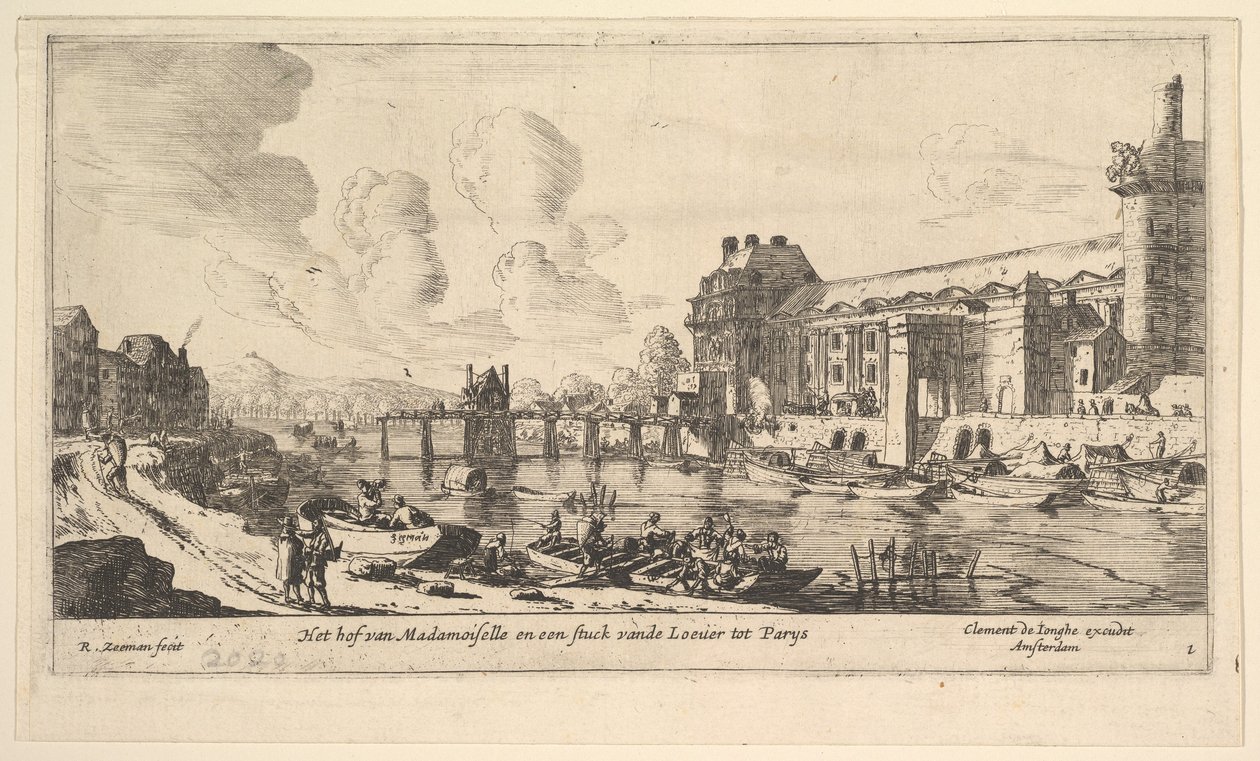 Ansicht des Louvre und der Tuilerien, aus Ansichten von Paris und Umgebung, Platte 1, 17. Jahrhundert von Reinier Zeeman