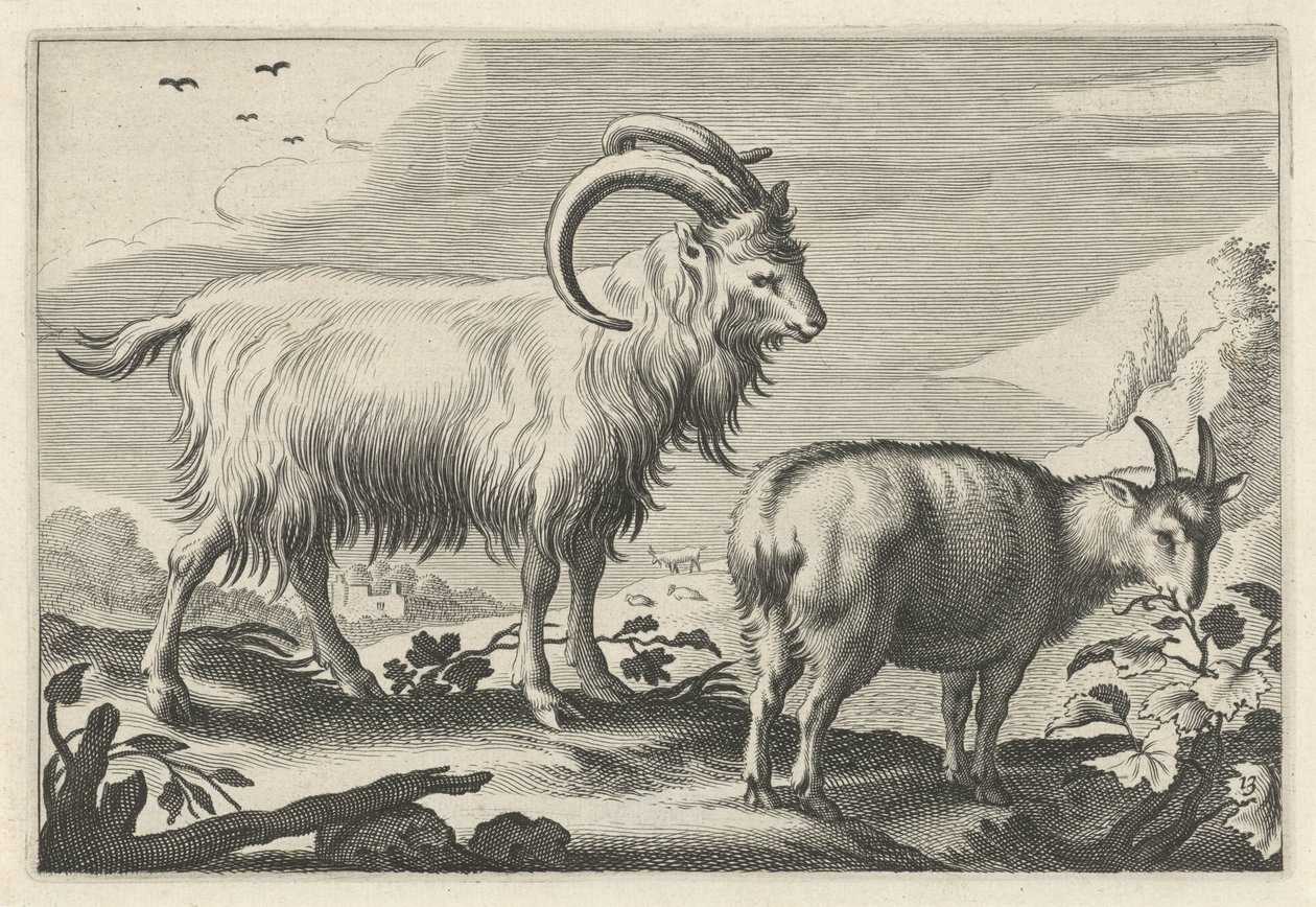 Hügelige Landschaft mit zwei Ziegen von Reinier van Persijn