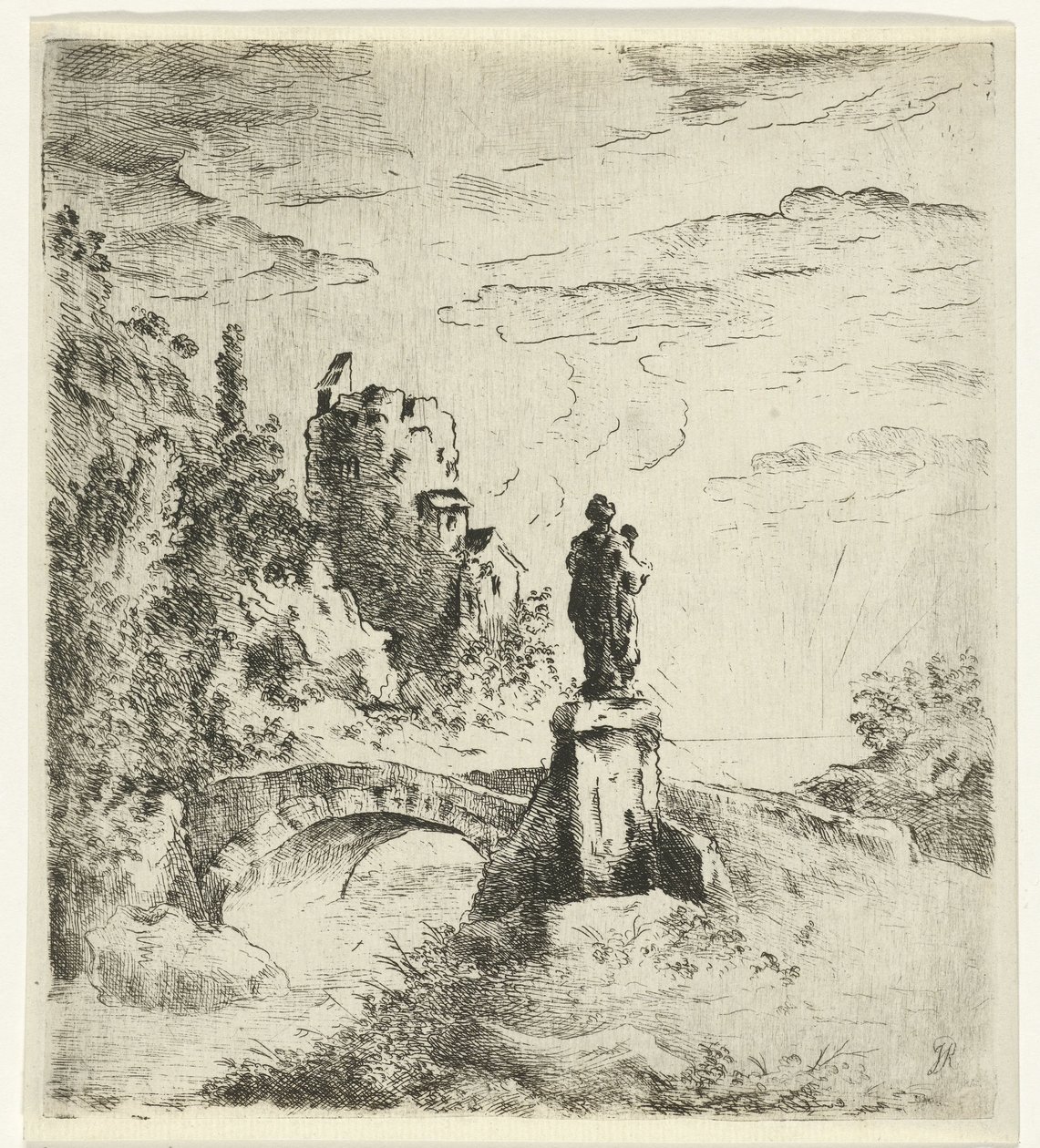 Brücke mit Statue von Reinierus Albertus Ludovicus baron van Isendoorn à Blois
