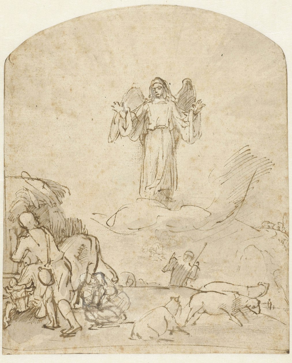 Verkündigung an die Hirten, ca. 1650 von Rembrandt van Rijn