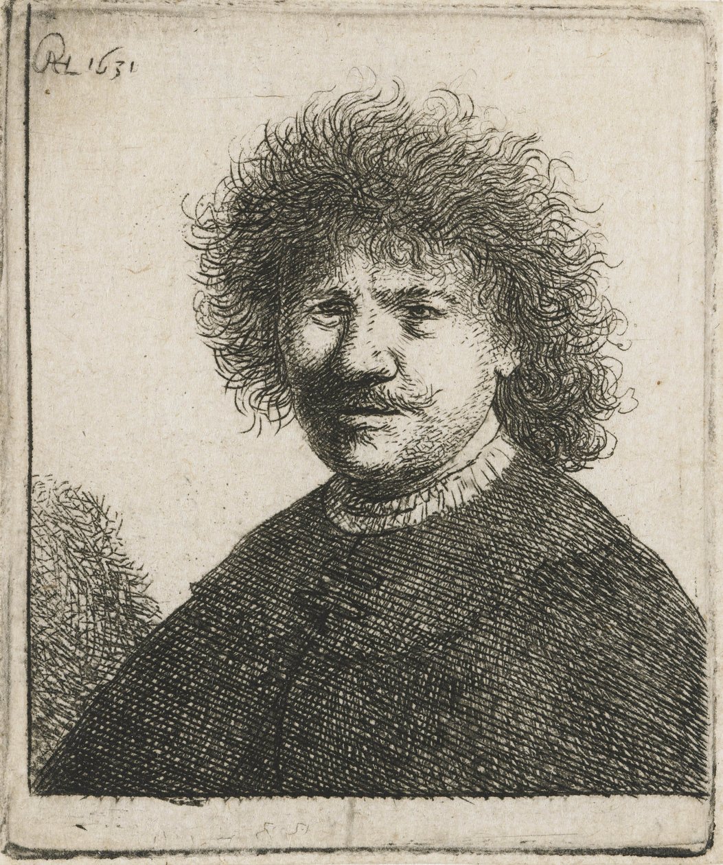 Selbstporträt im Mantel mit flachem Kragen, 1630-31 von Rembrandt van Rijn