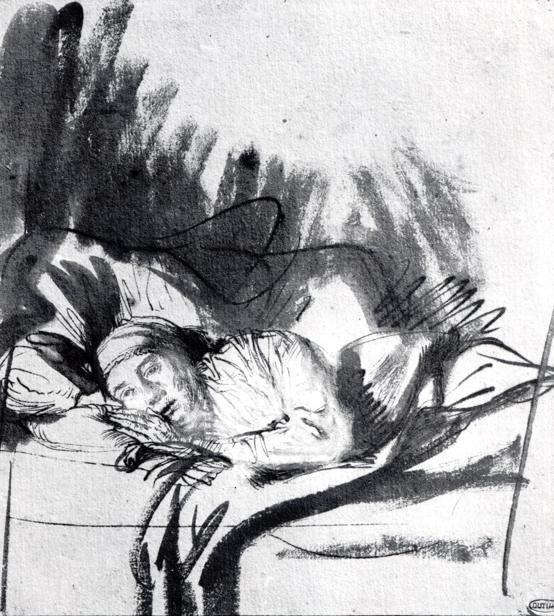 Kranke Frau im Bett, vielleicht Saskia, die Frau des Malers, ca. 1640 von Rembrandt van Rijn