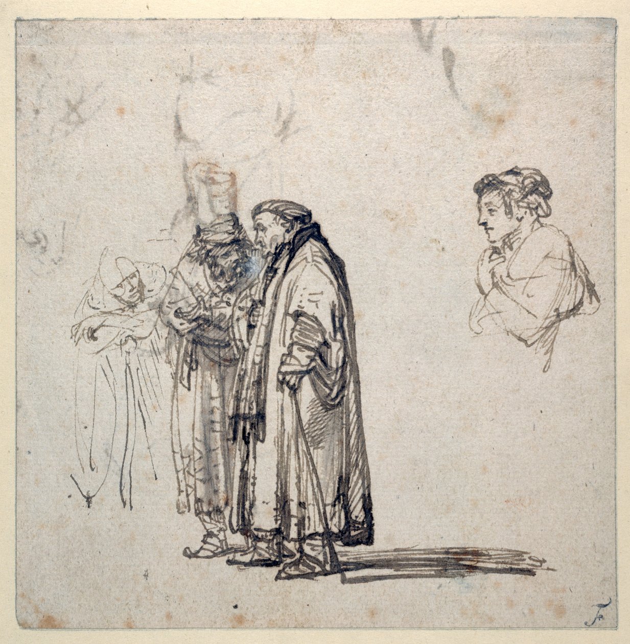 Eine Gruppe älterer Gelehrter und das Profil eines jüngeren Mannes von Rembrandt Harmensz. van Rijn