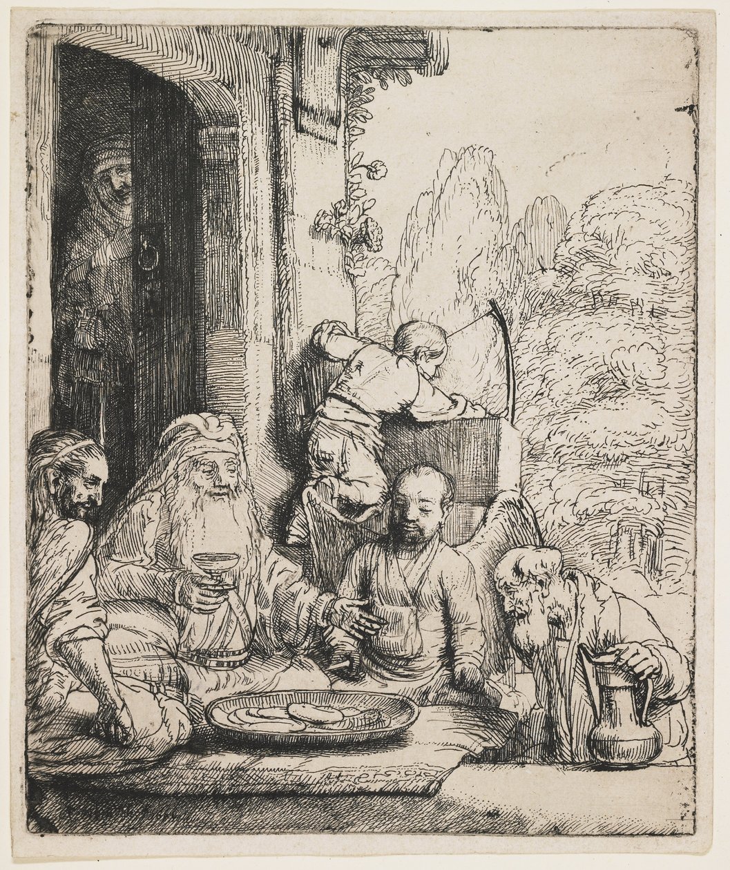 Abraham bewirtet die Engel von Rembrandt van Rijn