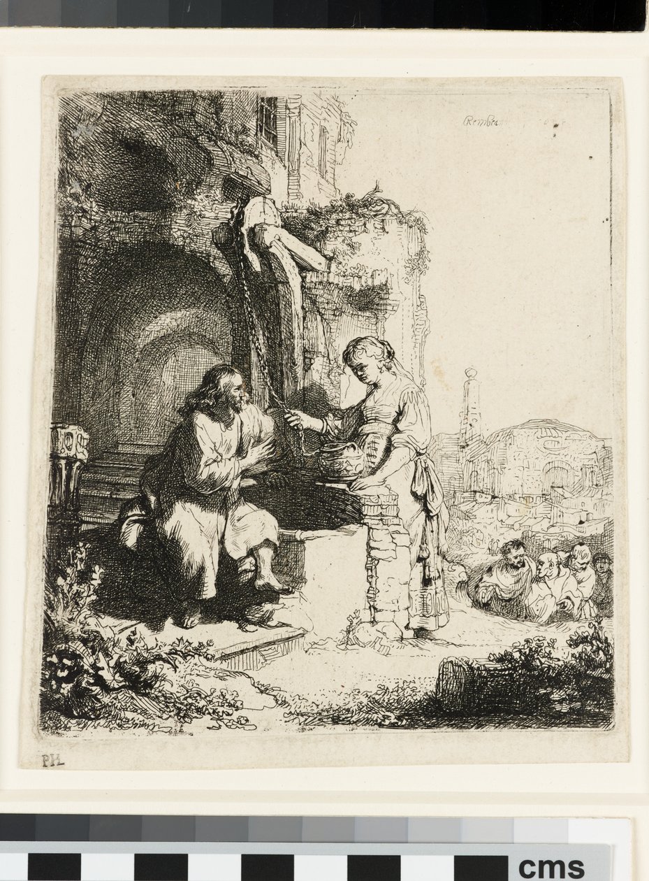 Christus und die Frau von Samaria unter Ruinen von Rembrandt van Rijn