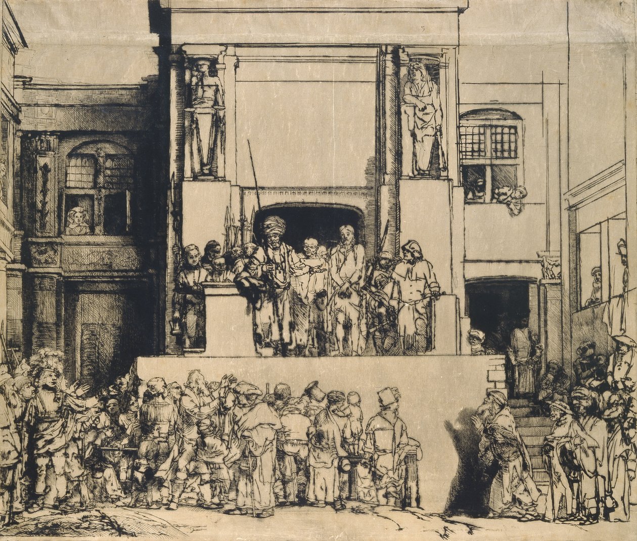 Christus dem Volk präsentiert: längliche Platte von Rembrandt van Rijn