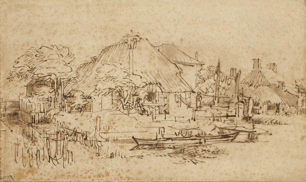 Hütte neben einem Kanal von Rembrandt van Rijn