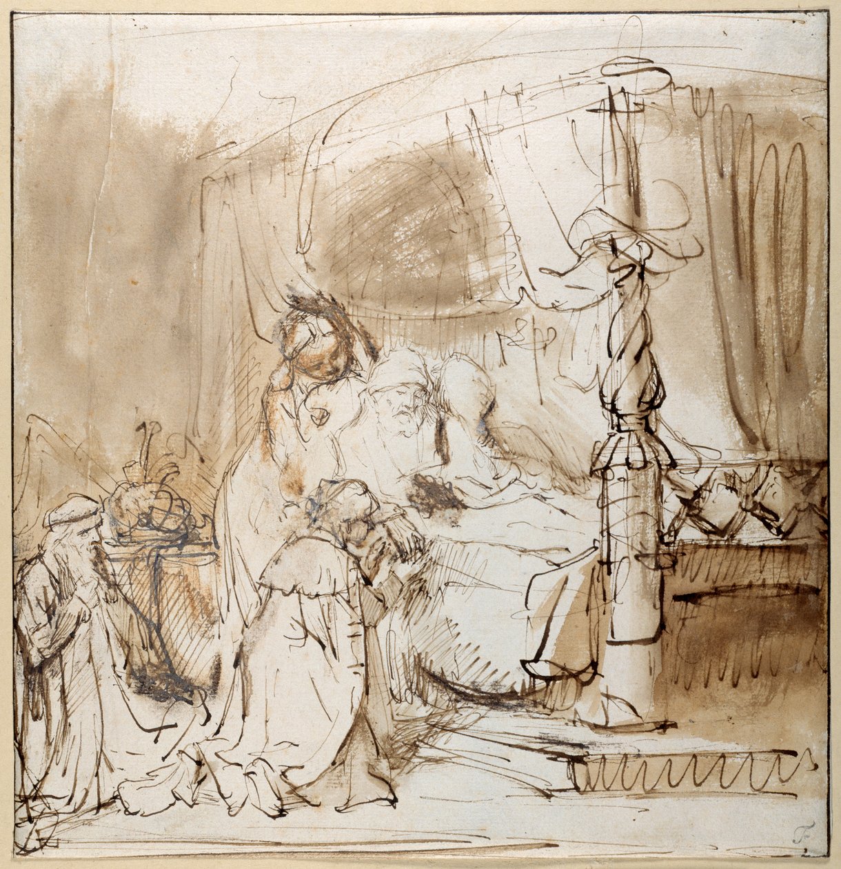 Davids Auftrag an Salomo (Feder & Tinte mit Waschung auf Papier) von Rembrandt Harmensz. van Rijn